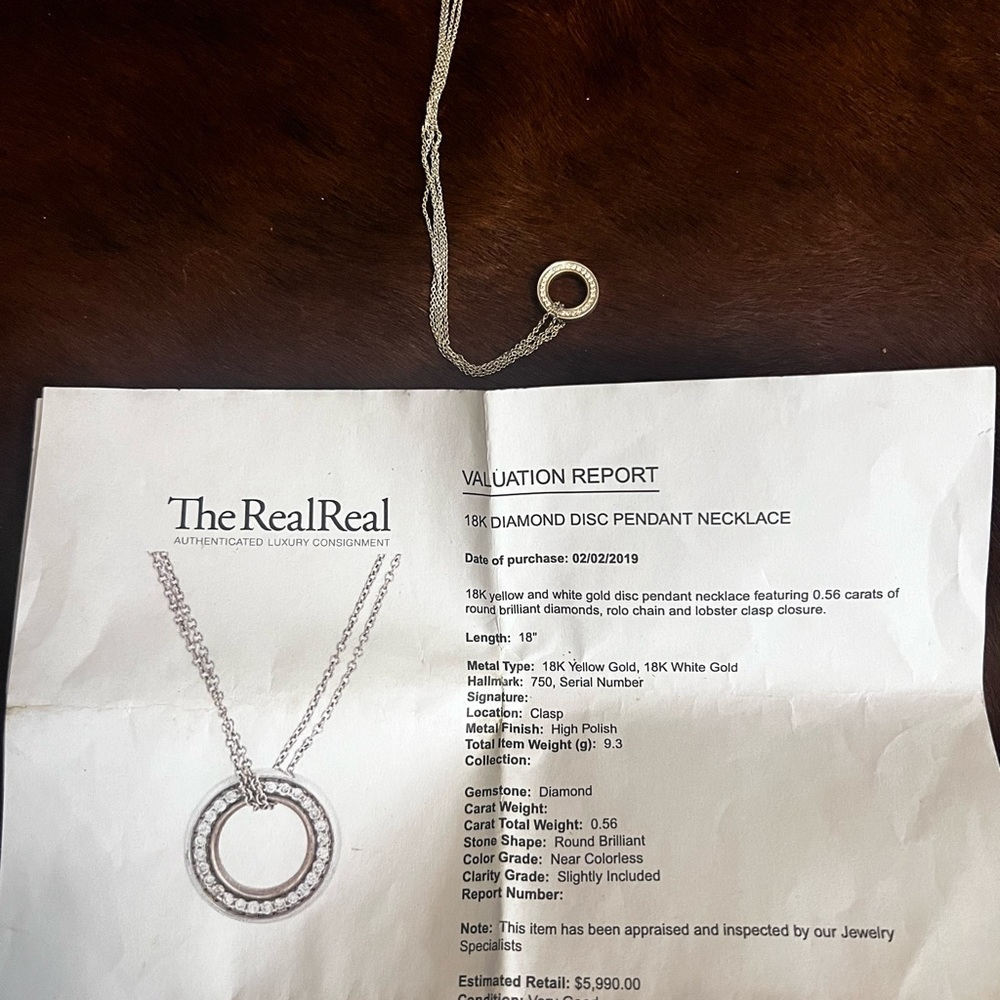 18k diamond necklace double sided